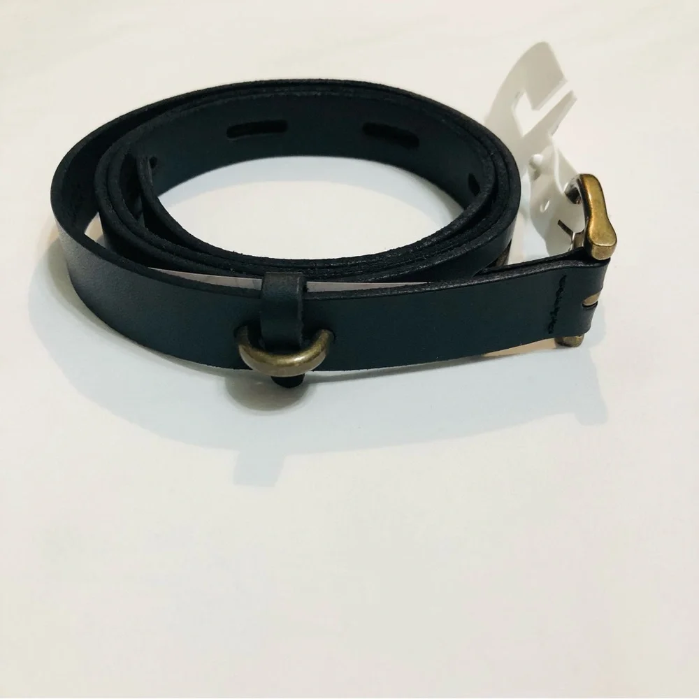 Leather belt for women. Color black. Size 2X ( 48”LX 1” W)